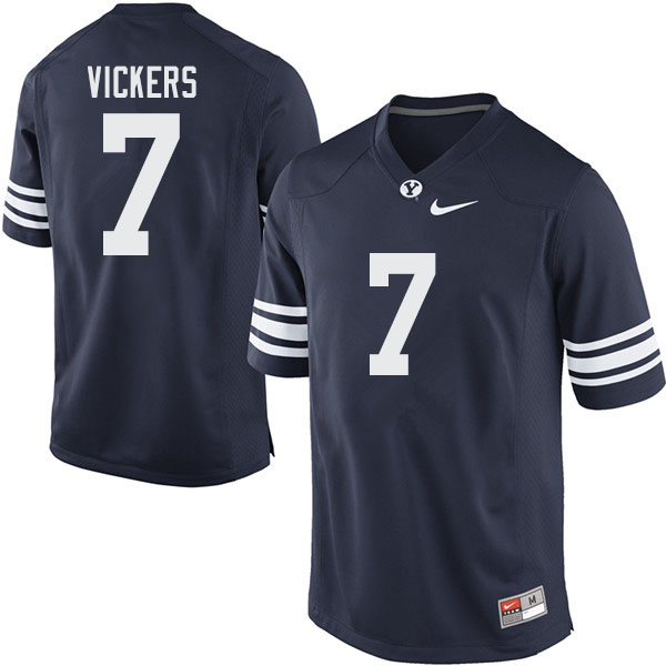Men #7 Jaylon Vickers BYU Cougars College Football Jerseys Sale-Navy